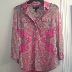 Inc pink paisley sheer top with detachable cami